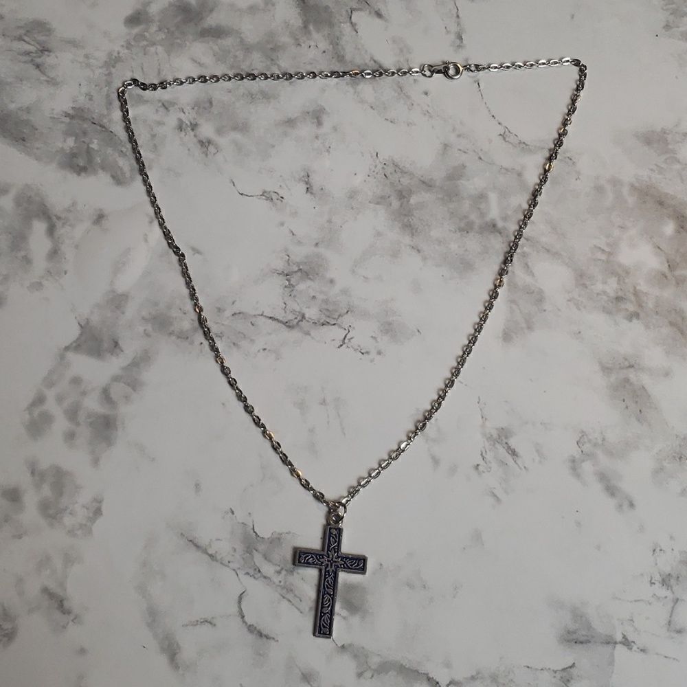 Blue Cross Necklace  - Picture 10 of 10